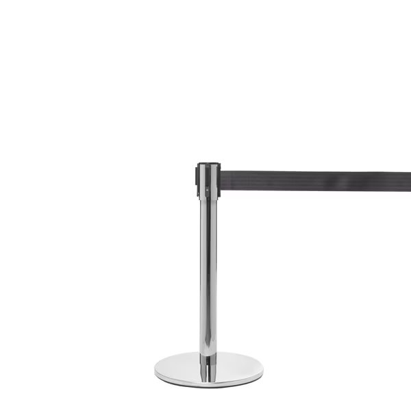 QueuePro Mini 200, Polished Stainless, 13' Dark Gray Belt, Queue Solutions, Mfr#: PROMini200PS-DGY130